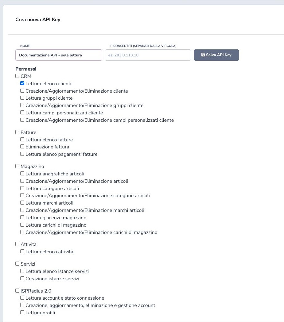 Create a least-privilege API key