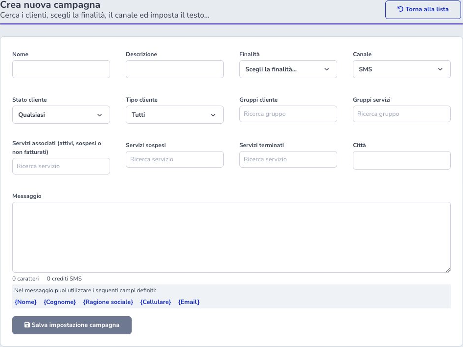 SMS campaign editor