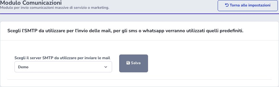 Communications SMTP settings