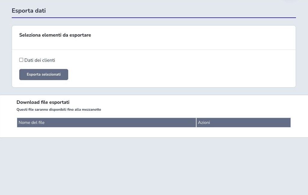 Customer data export