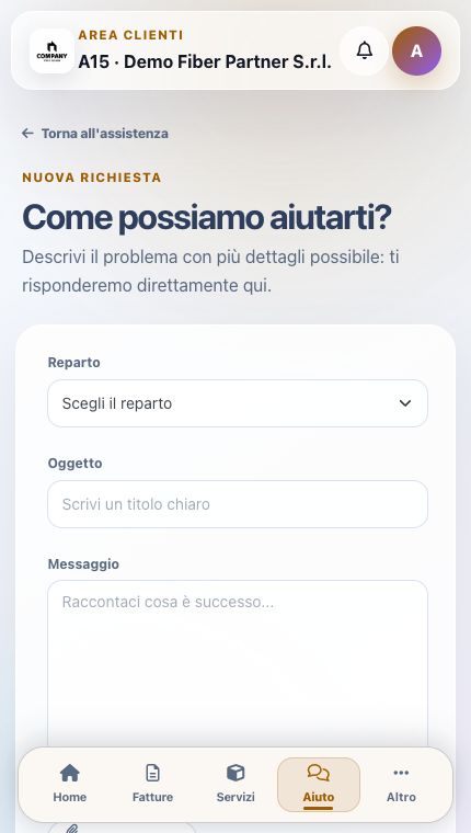 Modulo nuovo ticket di ISP App