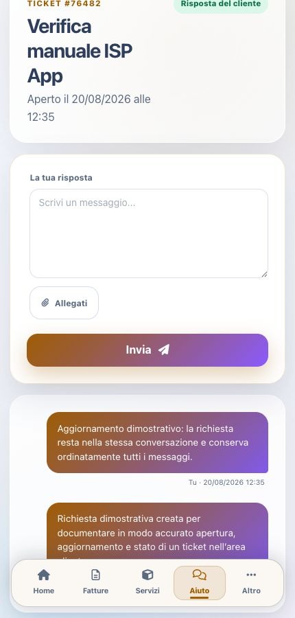 Risposta inviata a un ticket mobile