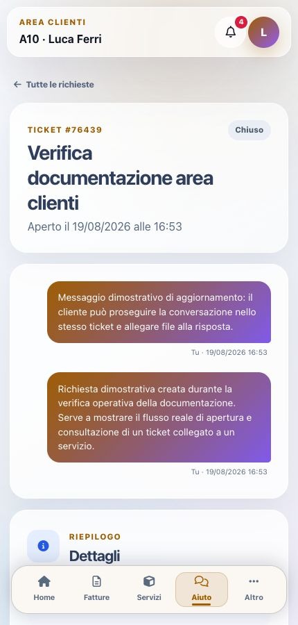 Ticket chiuso in ISP App