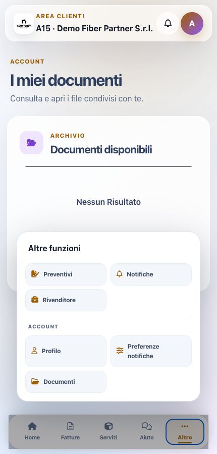 Menu Altro di ISP App