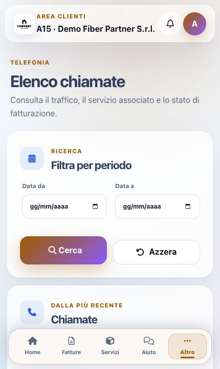 Elenco chiamate VoIP di ISP App