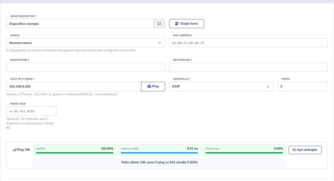 Configurazione generale dispositivo ISP Dude