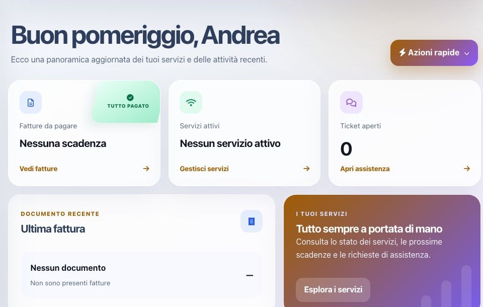 Home dell’account rivenditore