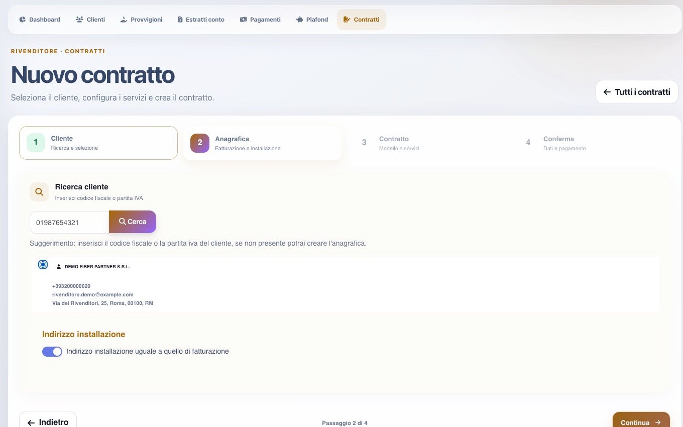 Cliente trovato nella procedura contrattuale