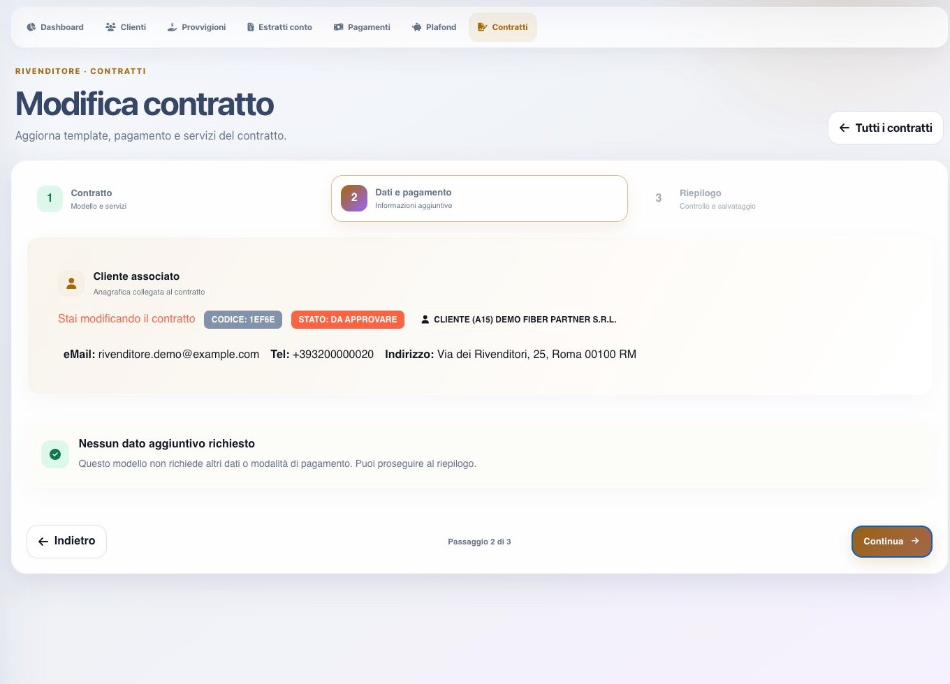 Dati aggiuntivi del contratto