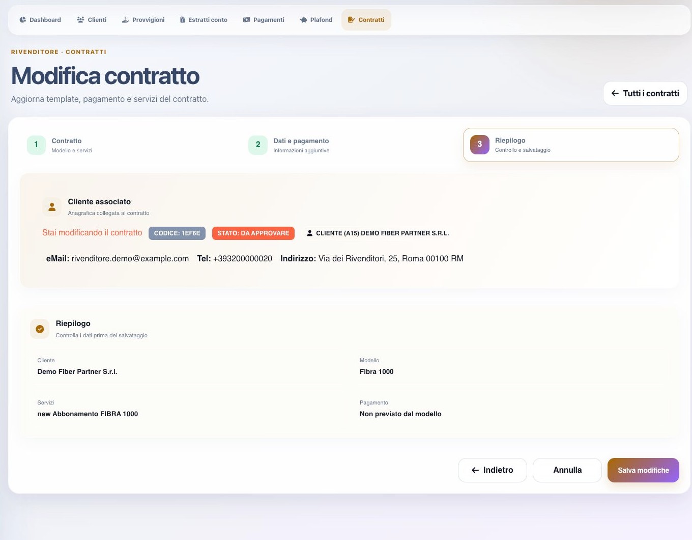 Riepilogo della modifica