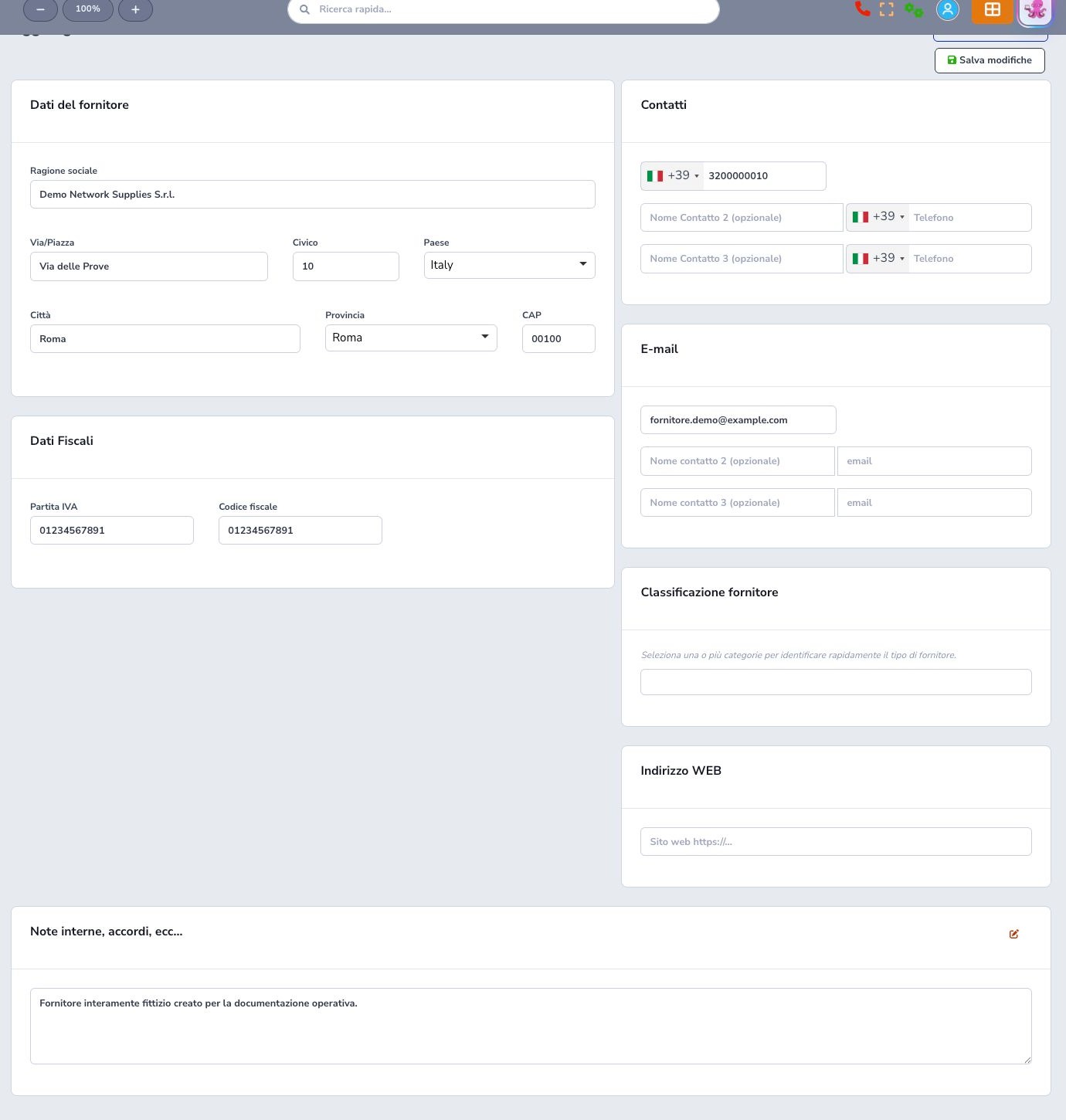 Completed supplier form