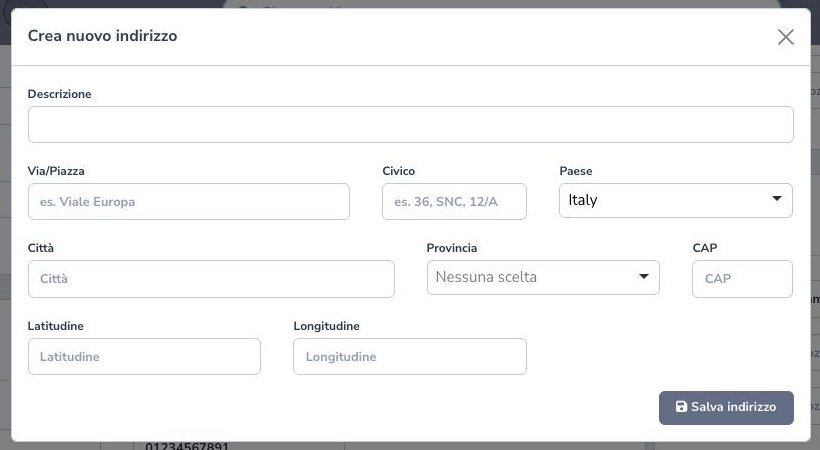 Additional supplier address form
