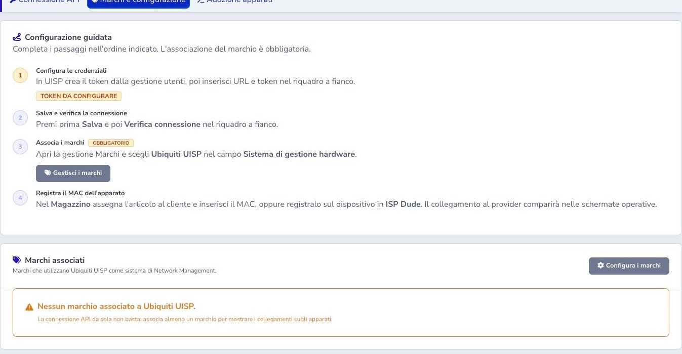 Configurazione guidata dei marchi UISP