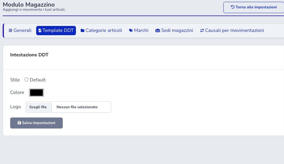 Template PDF dei DDT